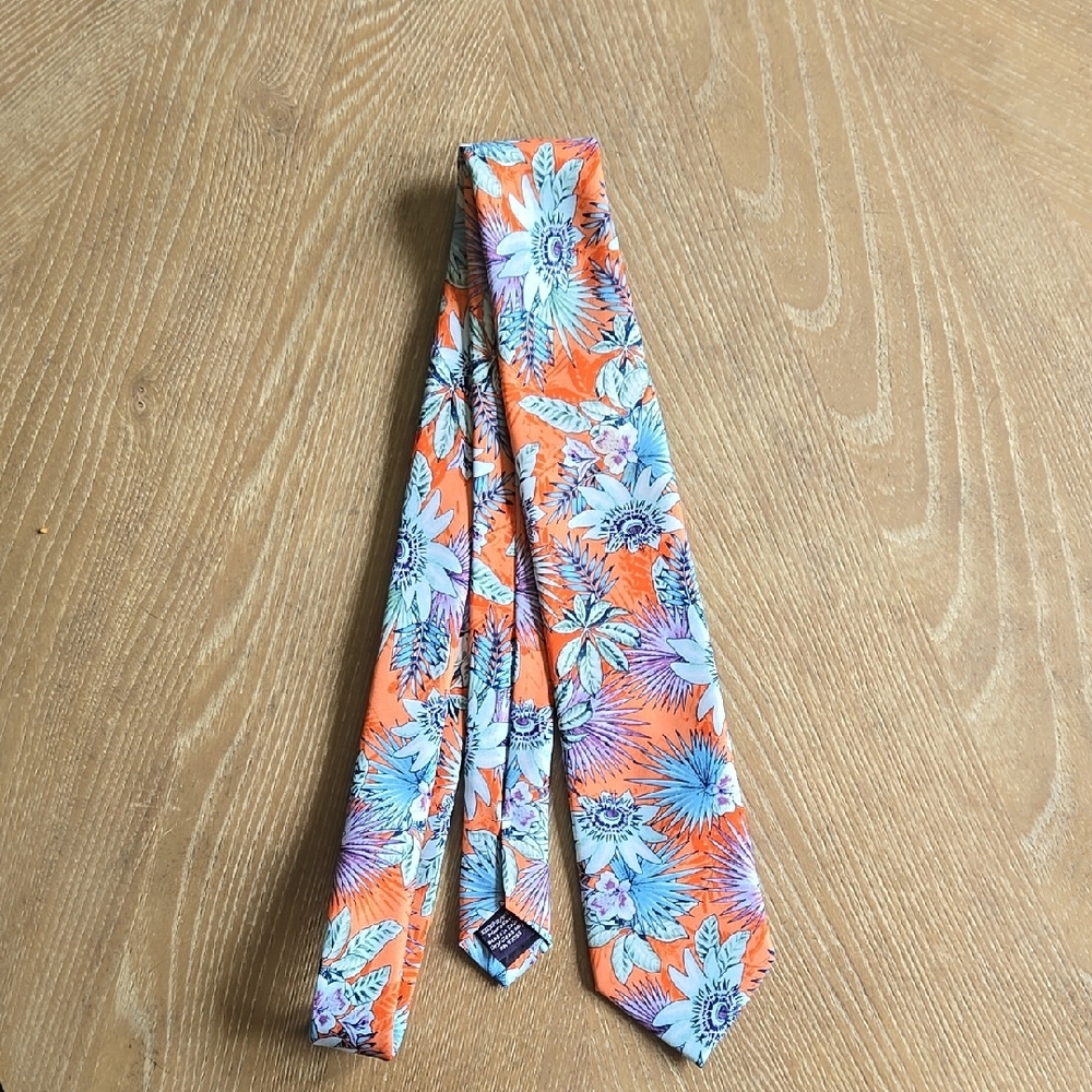 Stafford Floral Orange and Blue Necktie